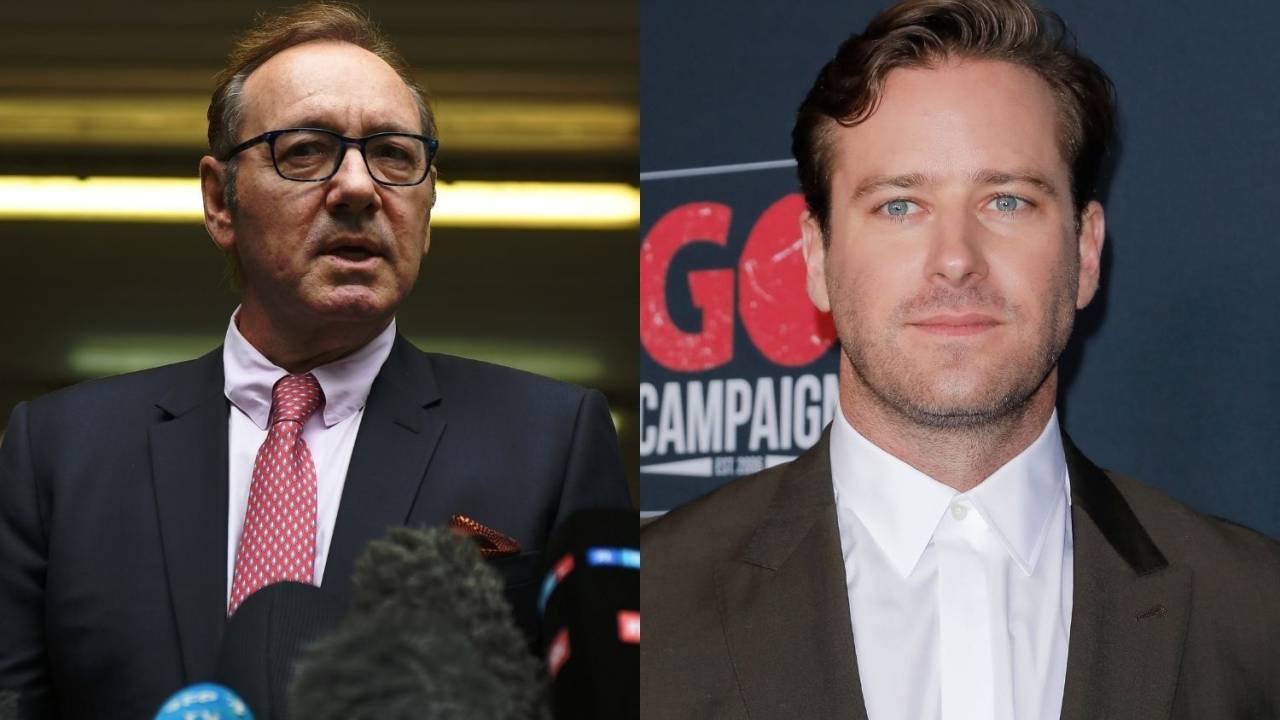Os atores Kevin Spacey e Armie Hammer, ambos acusados de assédio sexual.
