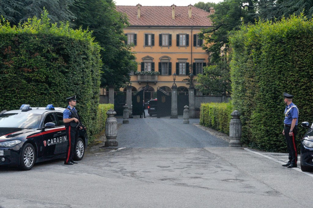 ARCORE, ITALY - JUNE 15: The ashes of former Italian Prime Minister Silvio Berlusconi return back after cremation to the Villa San Martino on June 15, 2023 in Arcore near Milan, Italy. The ashes will rest in the mausoleum inside the Villa San Martino that Berlusconi himself had built by the sculptor Pietro Cascella. Silvio Berlusconi, the former Italian Prime Minister who bounced back from a series of scandals, died on June 12 at age 86. (Photo by Laura Lezza/Getty Images)