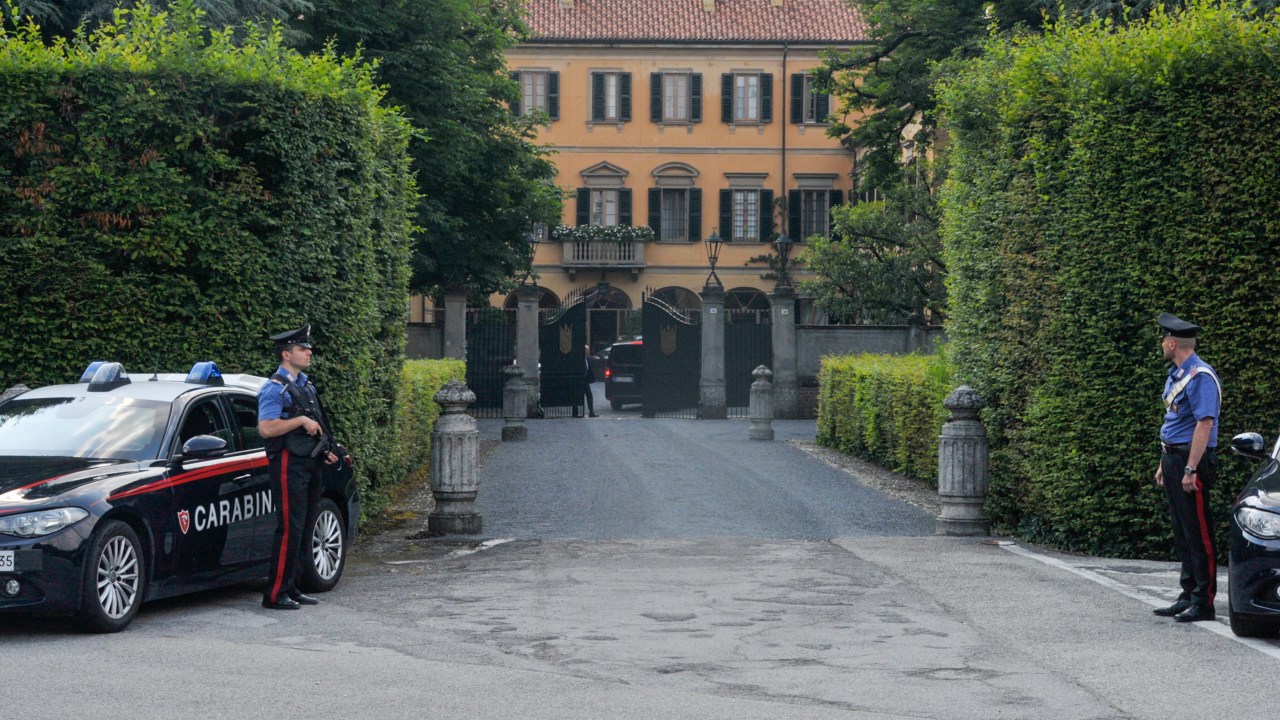 ARCORE, ITALY - JUNE 15: The ashes of former Italian Prime Minister Silvio Berlusconi return back after cremation to the Villa San Martino on June 15, 2023 in Arcore near Milan, Italy. The ashes will rest in the mausoleum inside the Villa San Martino that Berlusconi himself had built by the sculptor Pietro Cascella. Silvio Berlusconi, the former Italian Prime Minister who bounced back from a series of scandals, died on June 12 at age 86. (Photo by Laura Lezza/Getty Images)