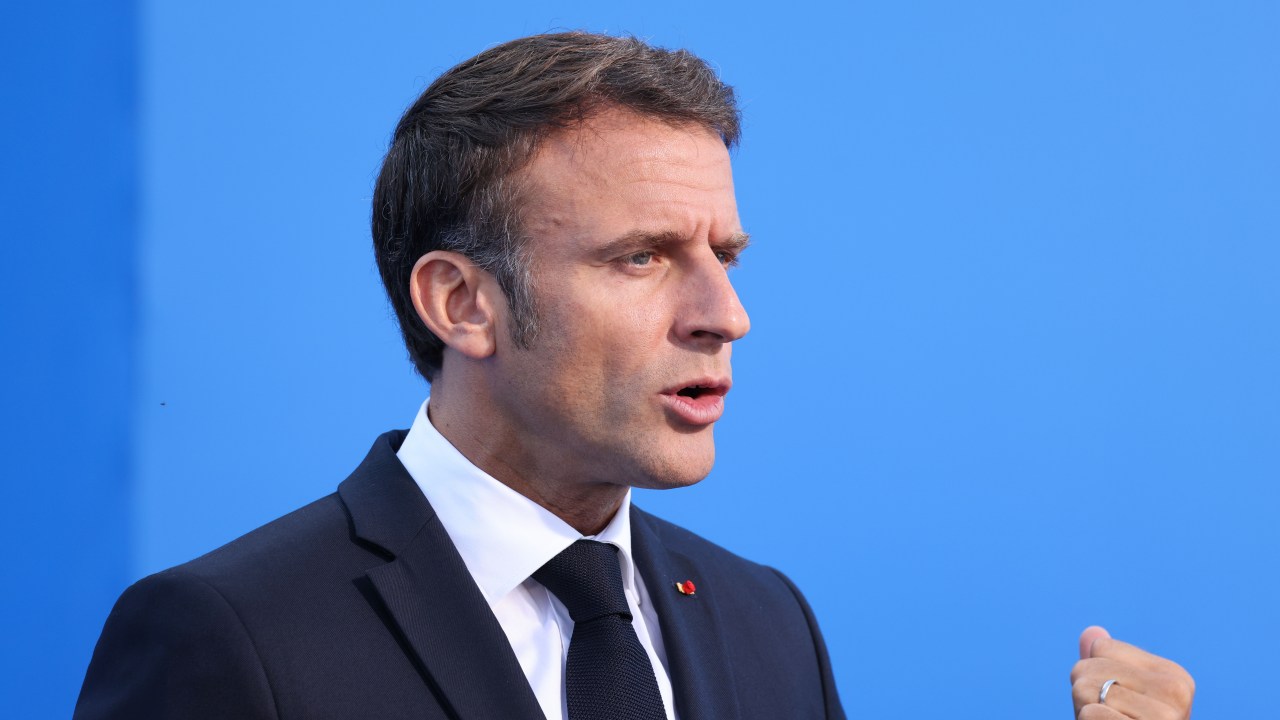 O presidente da França. Emmanuel Macron. 12/07/2023