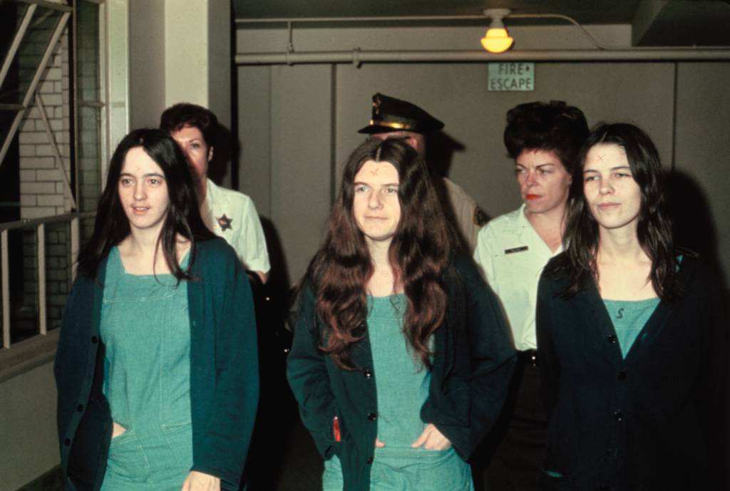 Manson Family Murder Suspects Manson family members and murder suspects Susan Atkins, Patricia Krenwinkle, and Leslie van Houton.