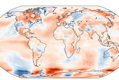 Anomalia da temperatura do ar na superfície para junho de 2023 em relação à média de junho para o período 1991-2020.