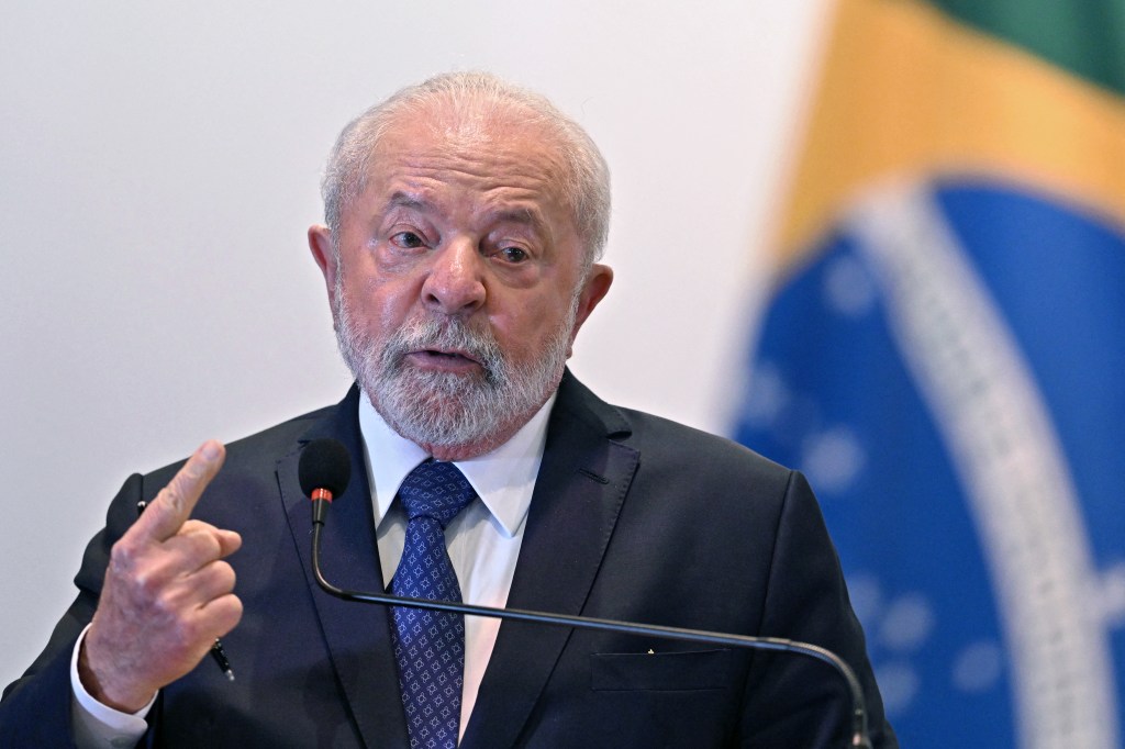 O presidente Luiz Inácio Lula da Silva (PT) durante discurso no Palácio do Planalto, em Brasília