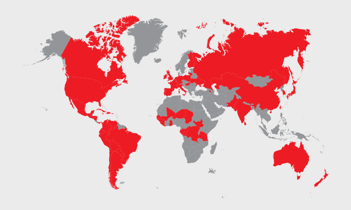 A ICM está em todos os continentes, em cerca de 100 países