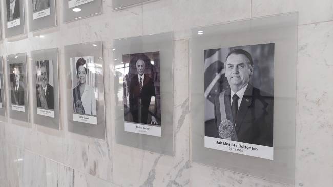 Galeria de presidentes do Palácio do Planalto, no dia 2 de janeiro de 2023 Galeria de presidentes do Palácio do Planalto, no dia 2 de janeiro de 2023