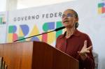 A ministra do Meio Ambiente e Mudança do Clima, Marina Silva, discursa no Palácio do Planalto