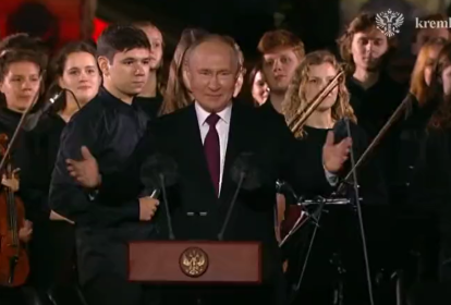 O presidente da Rússia, Vladimir Putin, em evento para marcar a vitória em uma importante batalha da II Guerra. 23/08/2023 -