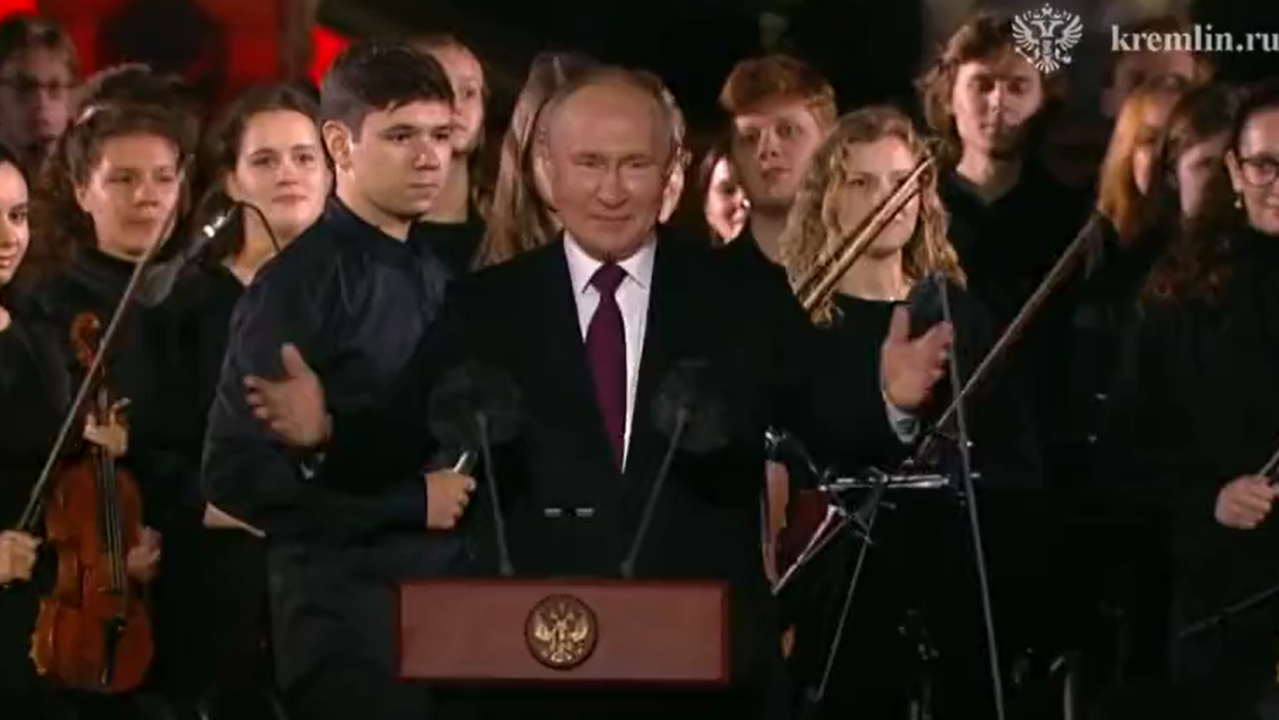 O presidente da Rússia, Vladimir Putin, em evento para marcar a vitória em uma importante batalha da II Guerra. 23/08/2023 -