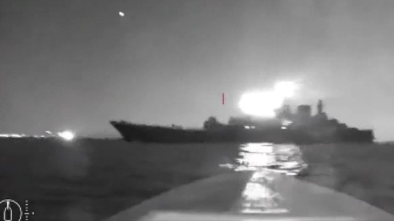 Ministério das Relações Exteriores ucraniano publicou vídeo do momento do ataque ao navio de guerra russo, no porto de Novorossiysk, no Mar Negro (4/8/2023)