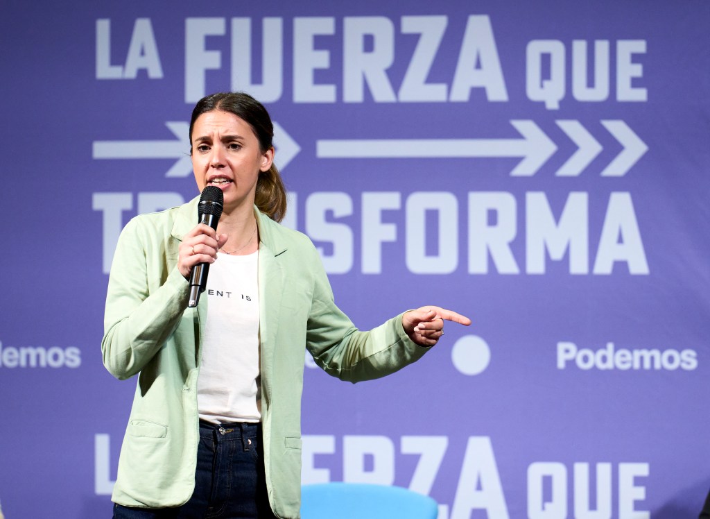 A ministra da Igualdade da Espanha, Irene Montero. 25/05/2023