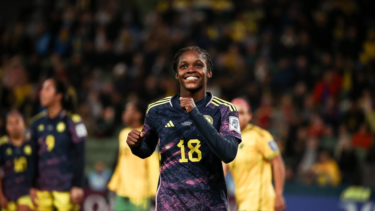 MELBOURNE, AUSTRALIA - AUGUST 8: Linda Caicedo of Colombia smiles during the FIFA Women's World Cup Australia & New Zealand 2023 Round of 16 match between Colombia and Jamaica at Melbourne Rectangular Stadium on August 8, 2023 in Melbourne, Australia. (Photo by Andrew Wiseman / DeFodi Images via Getty Images)