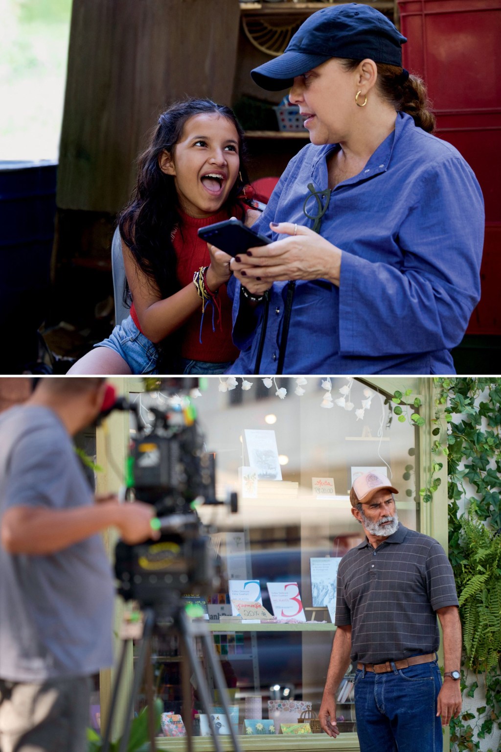NOVELINHA - A protagonista Marianna Santos com Isabela Garcia (acima) e Marcos Pasquim no set de Luz: produção família