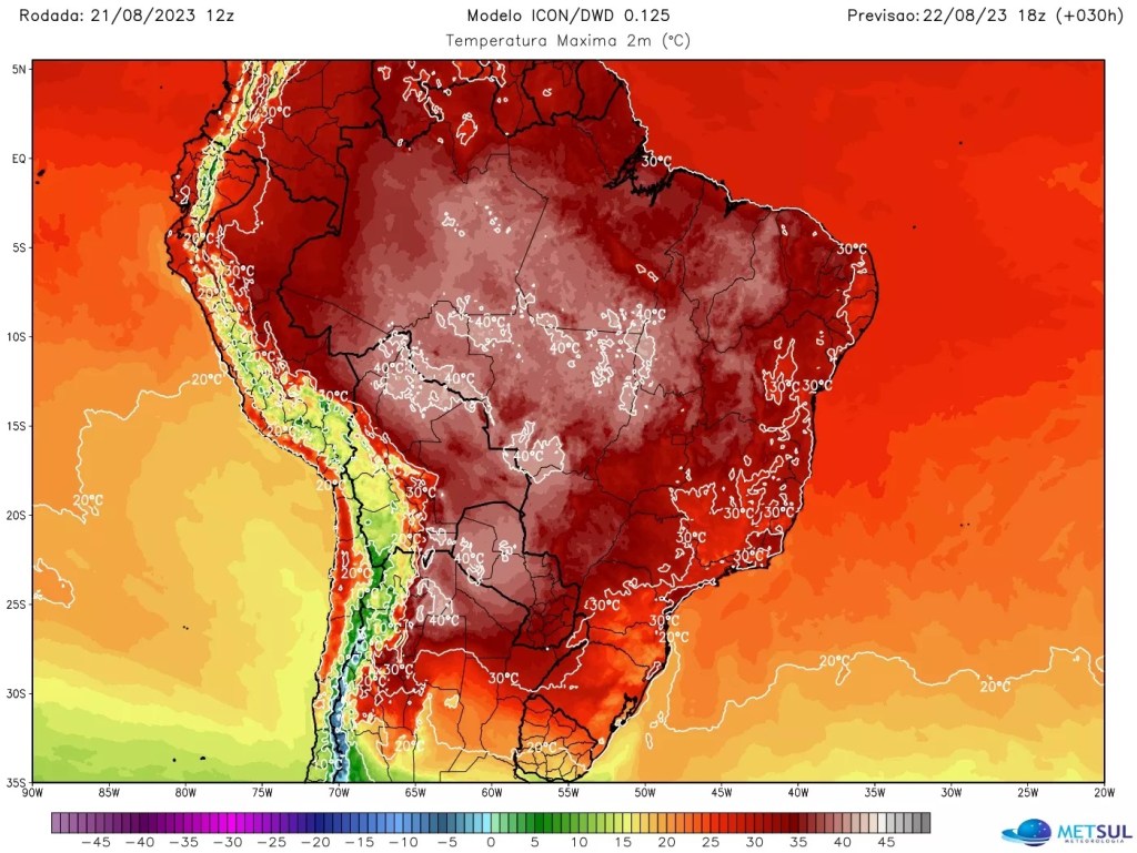Mapa mostra onda de calor que se espalha pelo país -