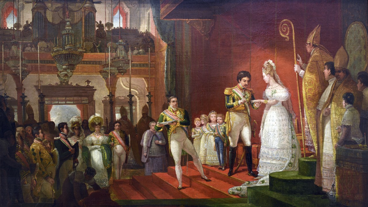 INFLUENCER - Na tela de Debret, o casamento de vestido branco, em 1829, aos 17 anos: lançadora de tendências
