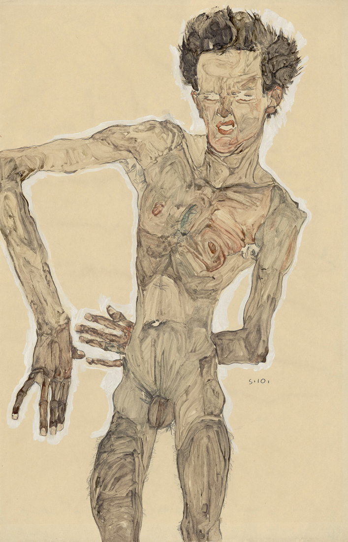 REBELDE - Autorretrato peculiar do expressionista Egon Schiele: a arte moderna deu vazão à feiura
