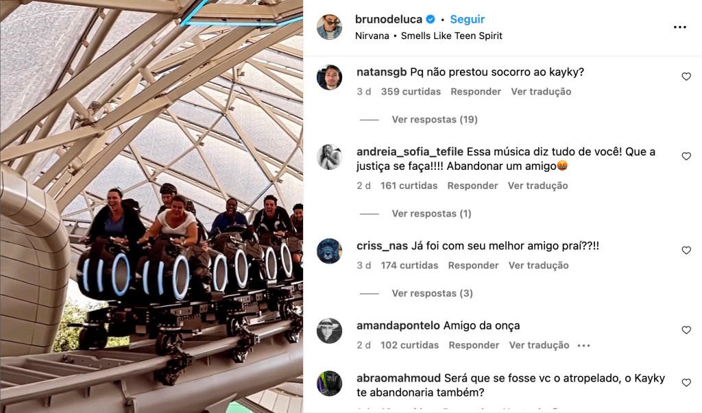 Comentários no Instagram de Bruno de Luca