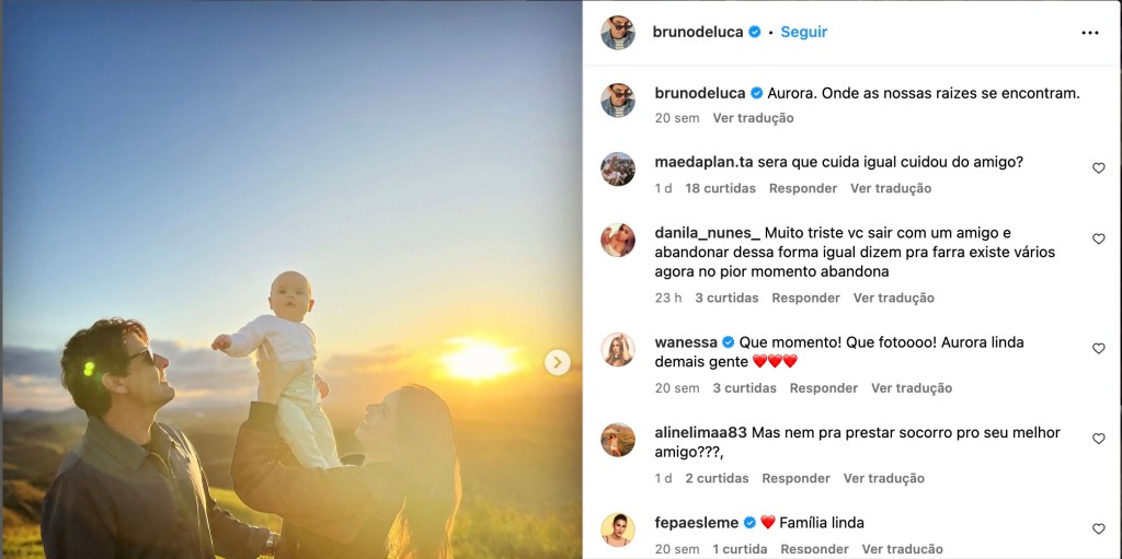 Comentários no Instagram de Bruno de Luca