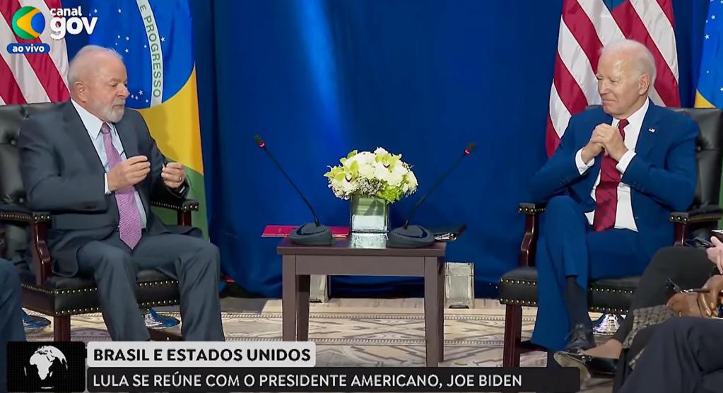 O presidente Lula (PT) em encontro com seu homólogo americano, Joe Biden, às margens da Assembleia Geral da ONU. 20/09/2023 -