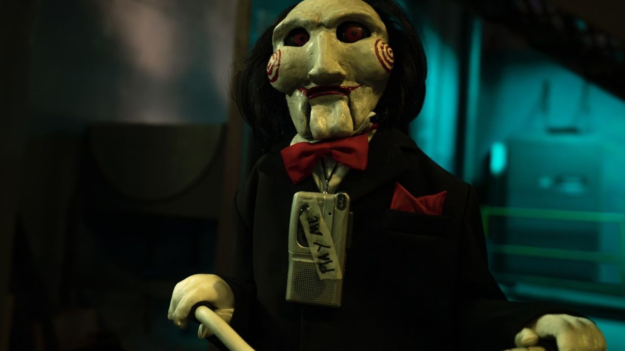 O boneco que representa o assassino Jigsaw em 'Jogos Mortais X'