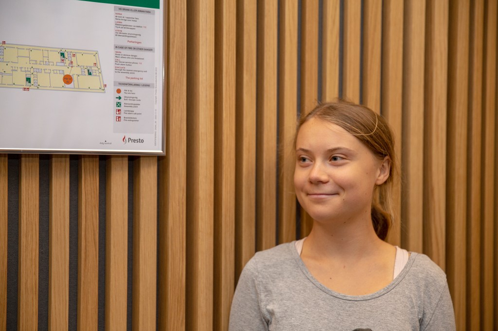 MALMO, SWEDEN - JULY 24: Environment activist, Greta Thunberg, seen at the District Court before a court hearing on July 24, 2023 in Malmo, Sweden. The charges stem from an incident in June when Greta Thunberg joined a group of protesters blockading oil tankers at a port in Malmo, and allegedly refused to leave when asked by police. (Photo by Ole Jensen/Getty Images)
