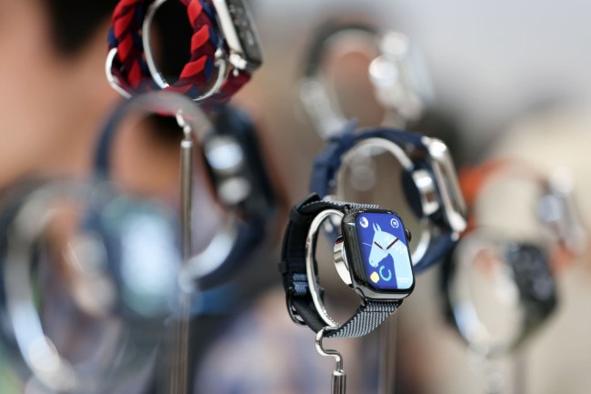 O novo Apple Watch Series 9 é exibido durante um evento da Apple em 12 de setembro de 2023 em Cupertino, Califórnia -