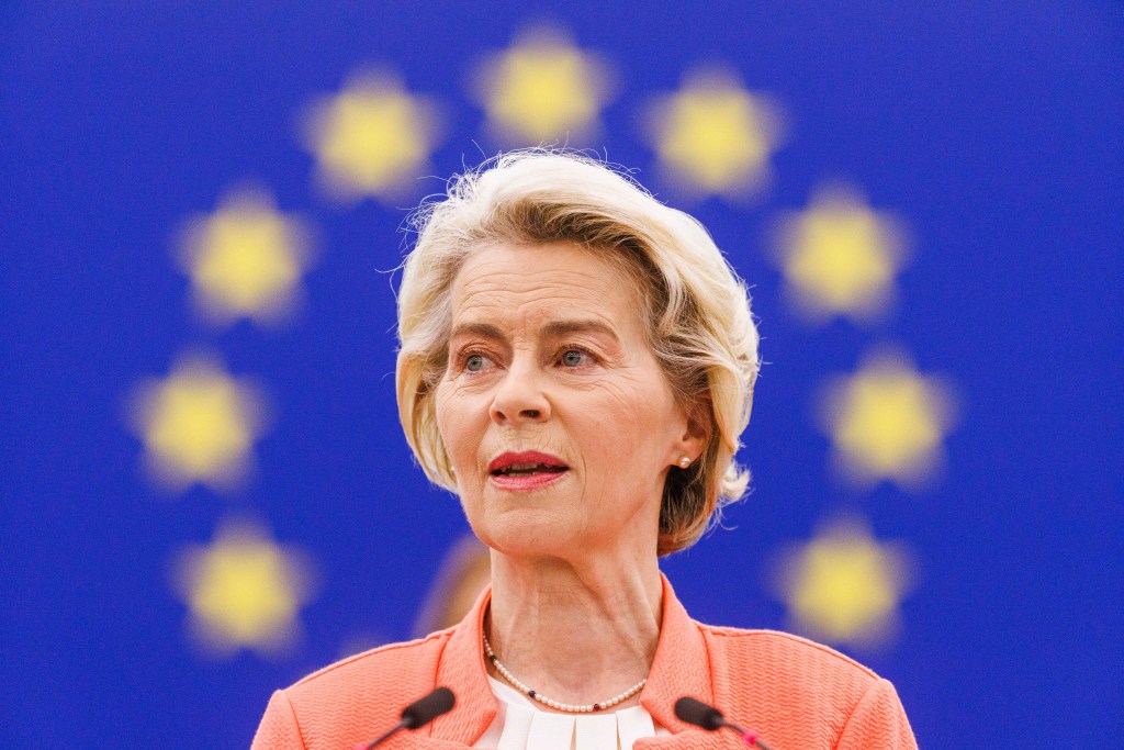 Ursula von der Leyen, presidente da Comissão Europeia, discursa para Parlamento Europeu. 13/09/2023