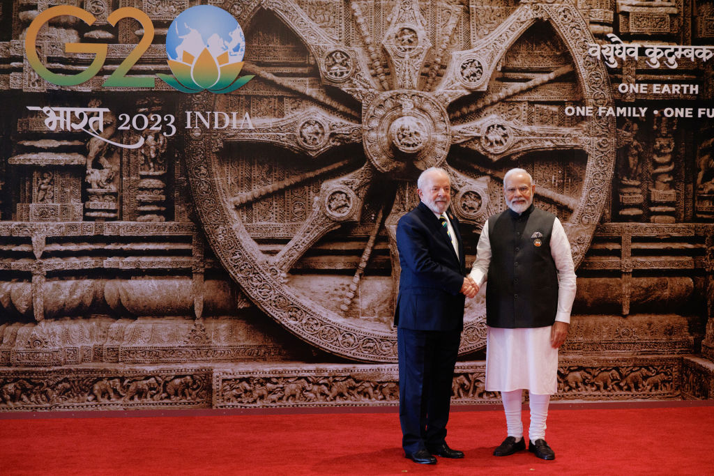 O presidente Lula ao lado do primeiro-ministro indiano, Narendra Modi, em encontro do G20 em Nova Délhi -