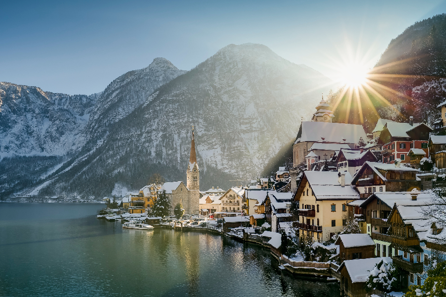 Hallstatt, vila na Áustria