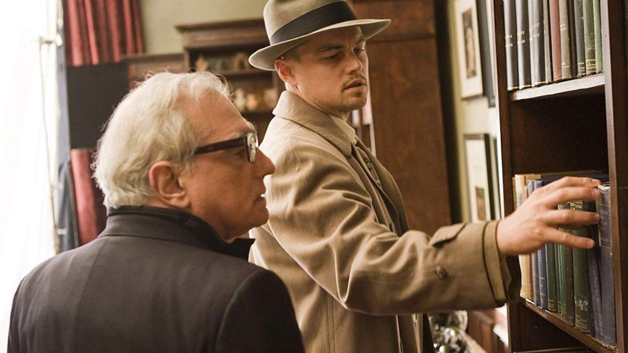 Leonardo DiCaprio e Martin Scorsese no filme 'Assassinos da Lua das Flores' -