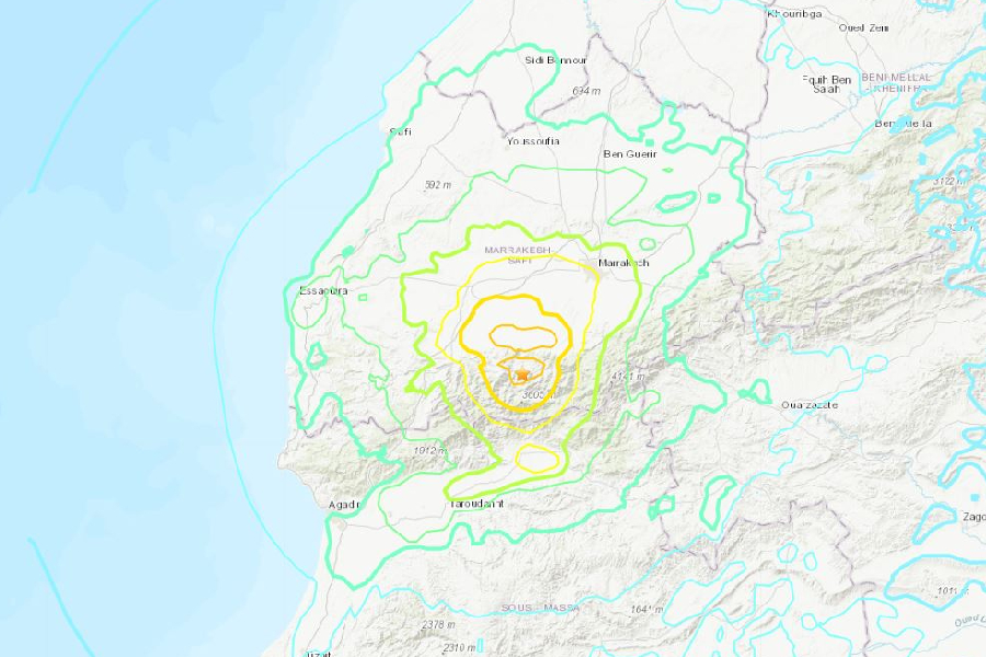 Mapa mostra epicentro do terremoto no Marrocos //