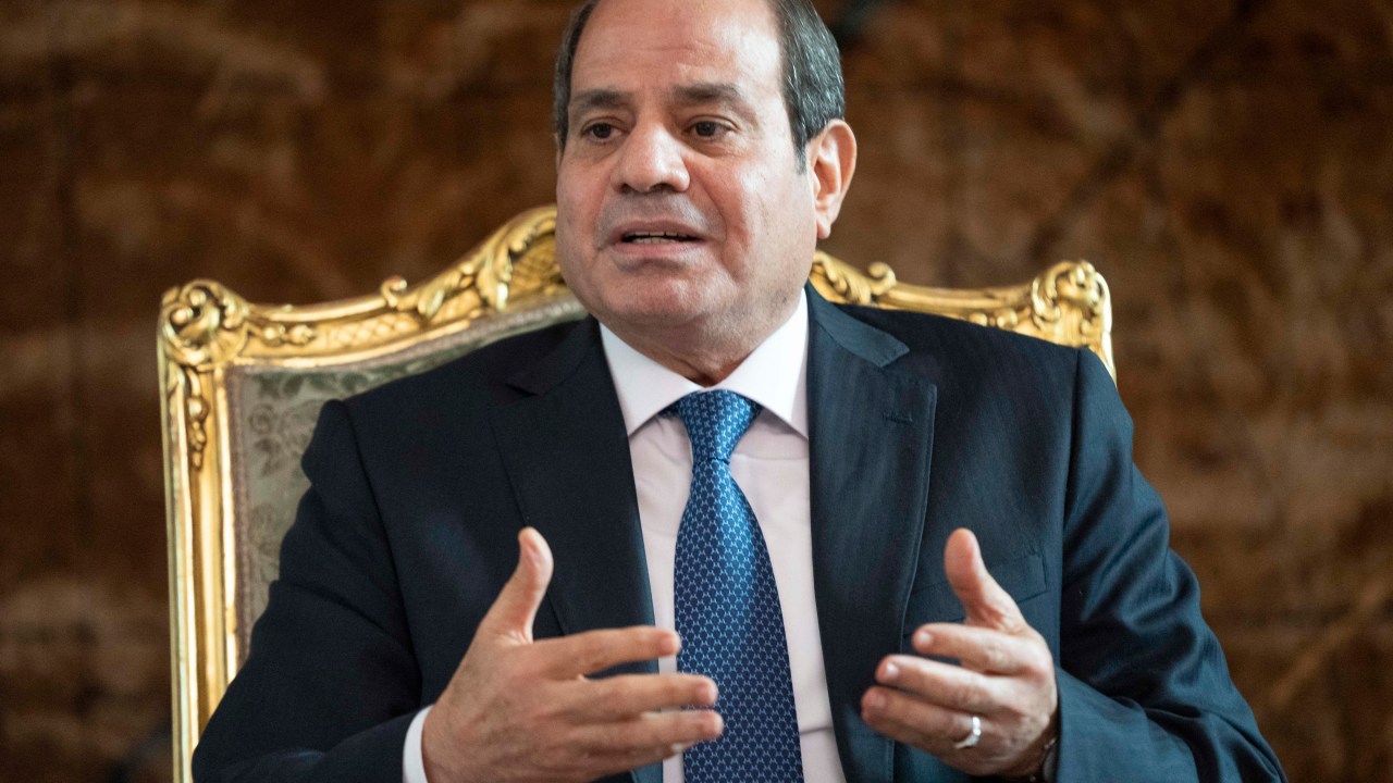 Egypt's President Abdel Fattah al-Sisi meets with the US Secretary of State (not pictured) in Cairo on October 15, 2023. After Egypt Blinken will head back to Israel on October 16 for his second visit in less than a week following a tour of six Arab countries on the crisis with Hamas, the State Department said. (Photo by Jacquelyn Martin / POOL / AFP)