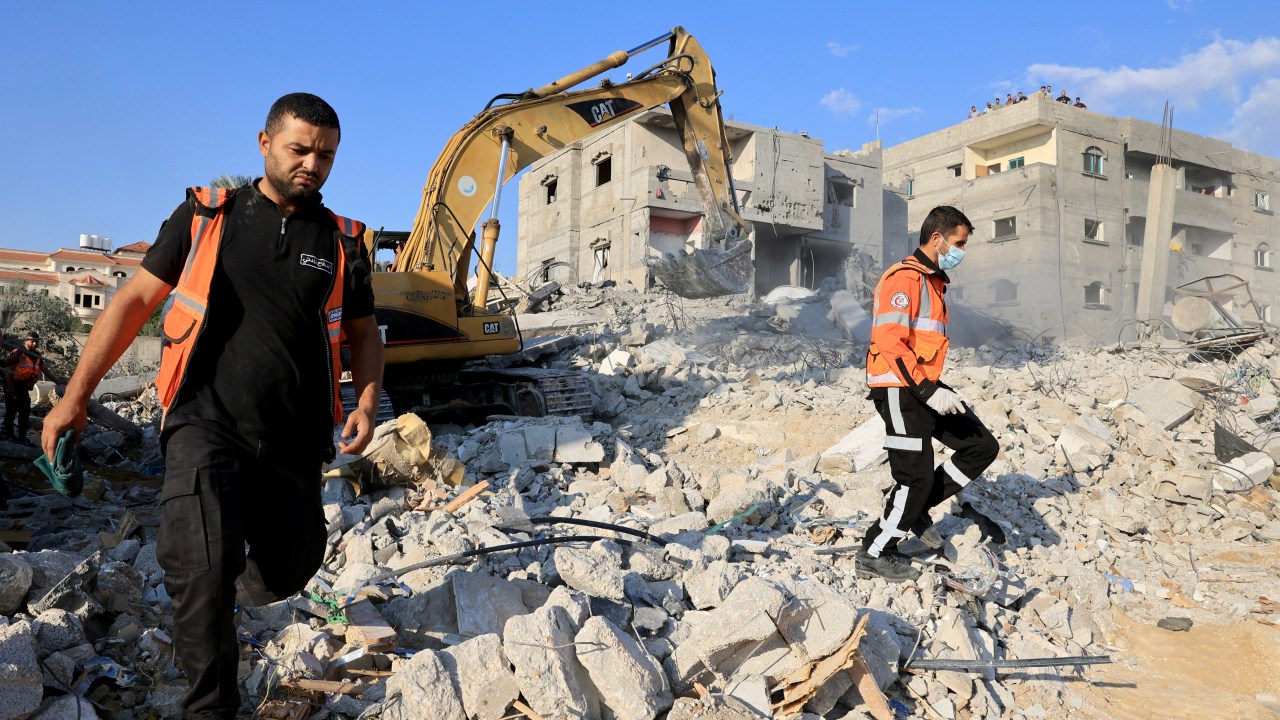 Rafah, sul da Faixa de Gaza, após ataque de Israel
