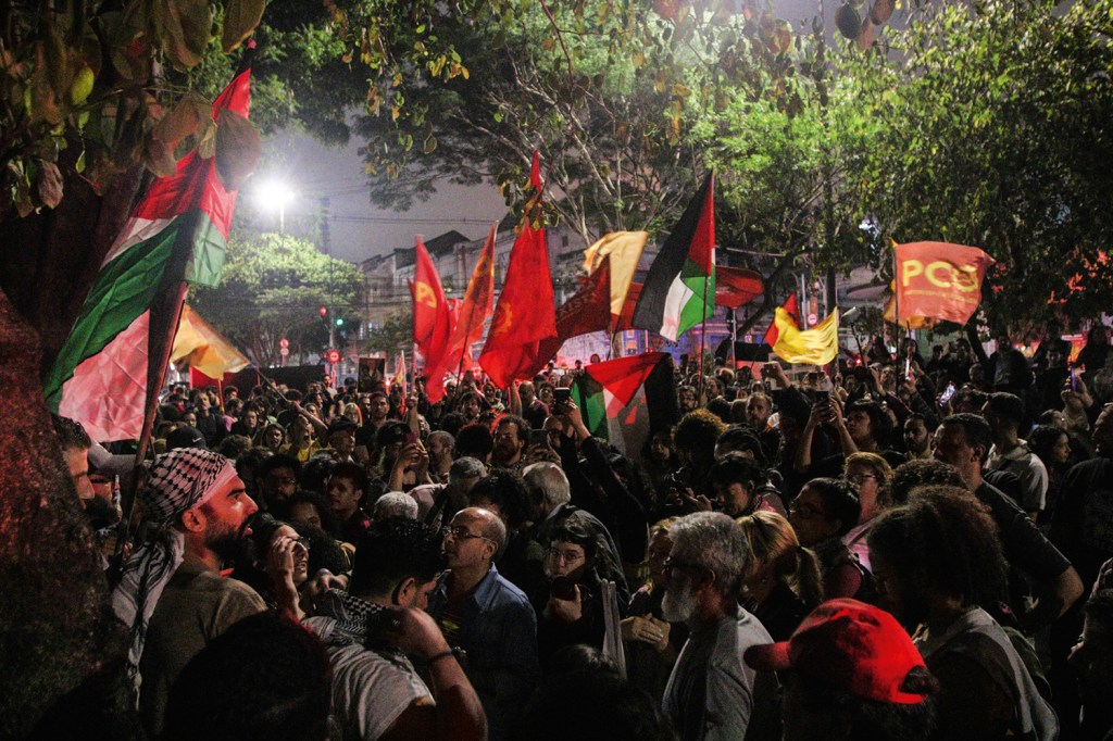 BANDEIRAS - Ato de grupos de esquerda em Brasília: críticas a Israel e defesa da causa palestina