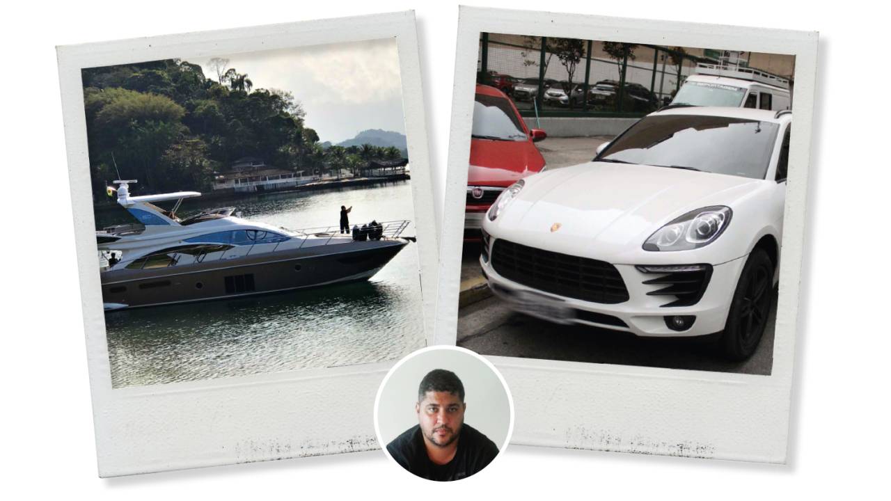 VIDA LUXUOSA - Iate e Porsche apreendidos com André do Rap (no destaque): bens liberados por uma decisão judicial em abril deste ano