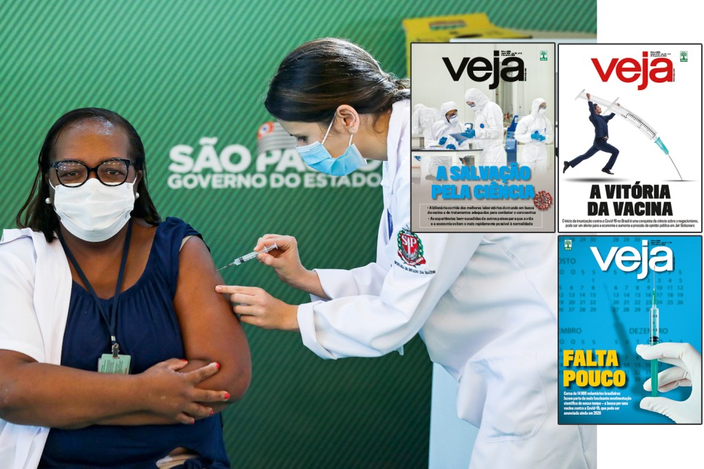 CONHECIMENTO - Mônica, a primeira a ser vacinada no Brasil, atacada por negacionistas nas redes, e algumas das capas de VEJA: a ciência na luta contra a praga do obscurantismo