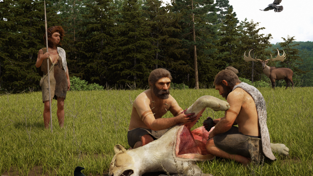 INTERAÇÃO FEROZ - Neandertais: humanos primitivos caçavam leões
