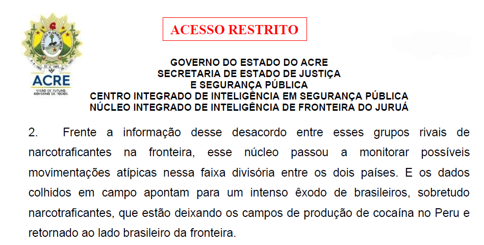 trecho de relatório de inteligência reprodução