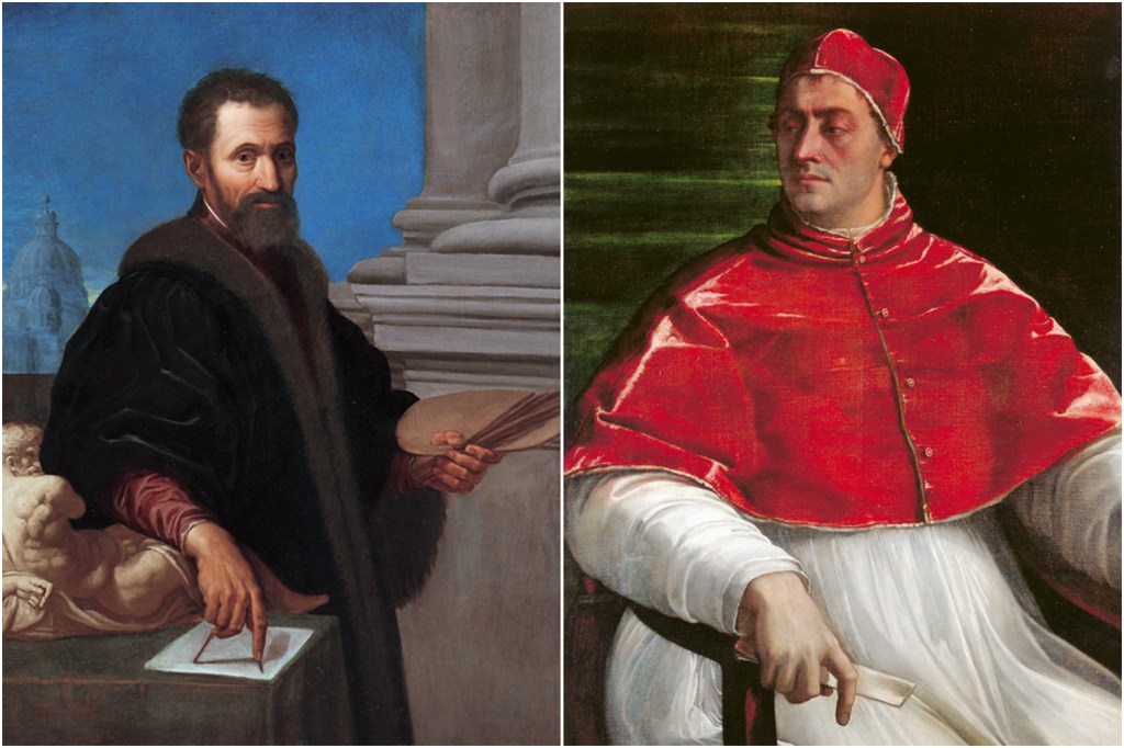 AMOR E ÓDIO - Michelangelo (à esq.) e Clemente VII (à dir.): relação conturbada