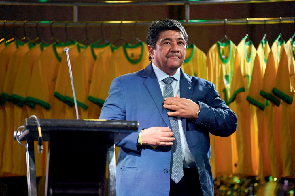 The president of the Brazilian Football Confederation (CBF) Ednaldo Rodrigues attends a ceremony organized by the CBF to celebrate the 20th anniversary of the fifth World Cup title obtained by the national team in the 2002 FIFA Korea/Japan tournament, at the Fairmont Hotel in Rio de Janeiro, Brazil, on June 30, 2022. Credito: MAURO PIMENTEL/AFP