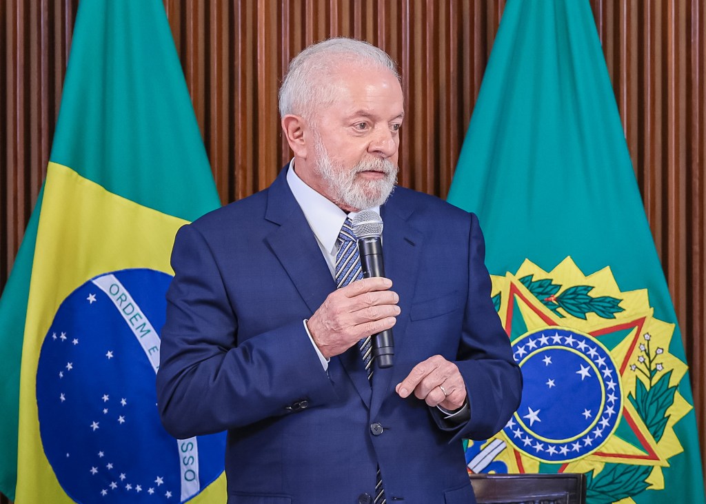 O presidente Luiz Inácio Lula da Silva, durante cerimônia no Palácio do Planalto