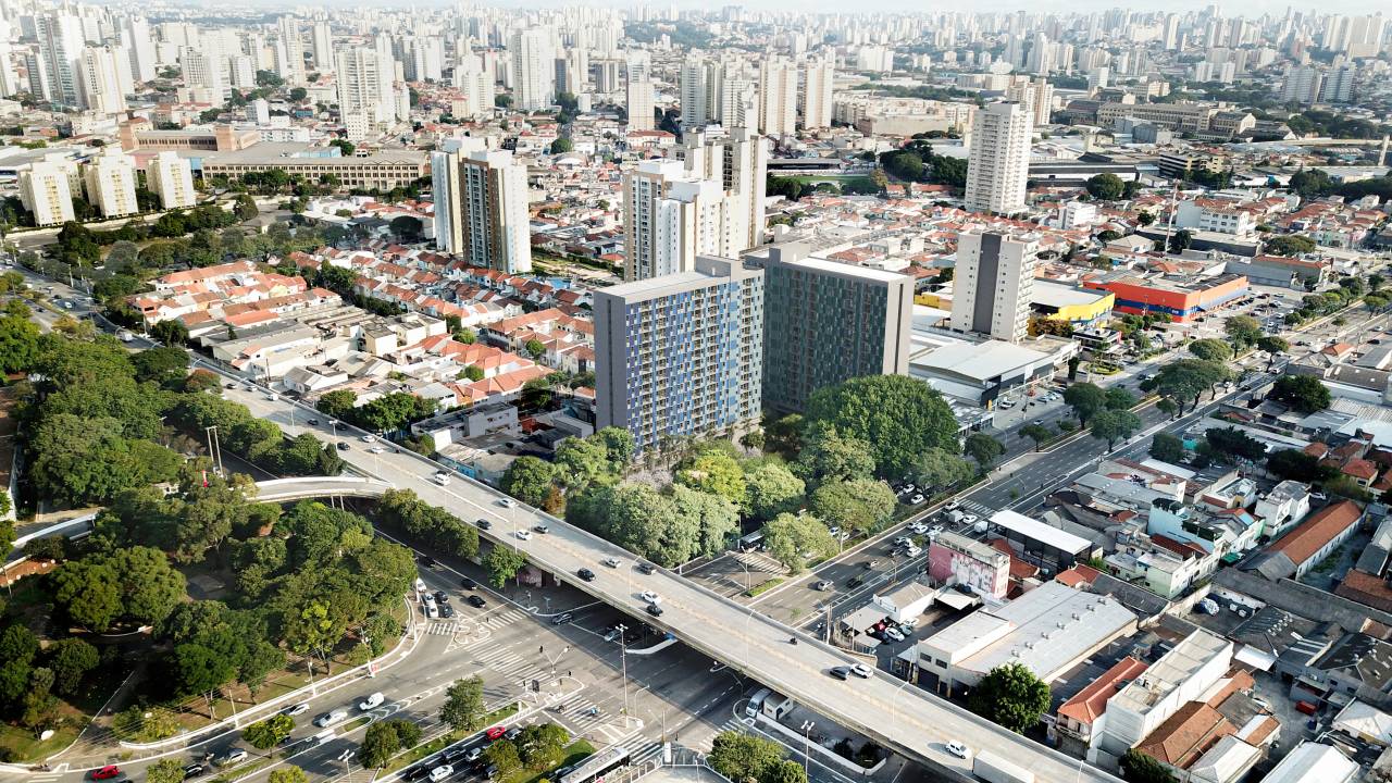 Projeção de conjunto habitacional no bairro da Mooca, na Zona Leste de São Paulo, em construção via parceria público-privada (PPP) com a Teen