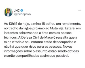 O prefeito de Maceió, João Henrique Calda, confirma o problema e promete mais informações
