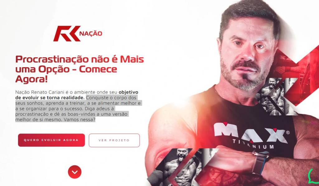 Renato Cariani site Além dos acompanhamentos, Ricardo Cariani vende cursos online que prometem uma mudança no estilo de vida dos seus alunos