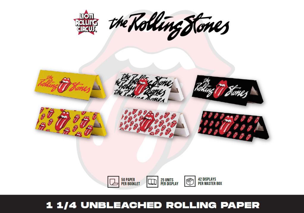 Os Rolling Stones fecharam parceria com a marca Lion Rolling Circus para o uso do logo em produtos canábicos