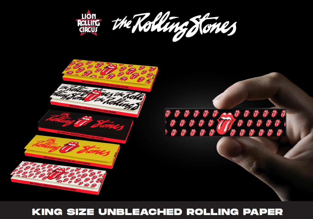 Os Rolling Stones fecharam parceria com a marca Lion Rolling Circus para o uso do logo em produtos canábicos