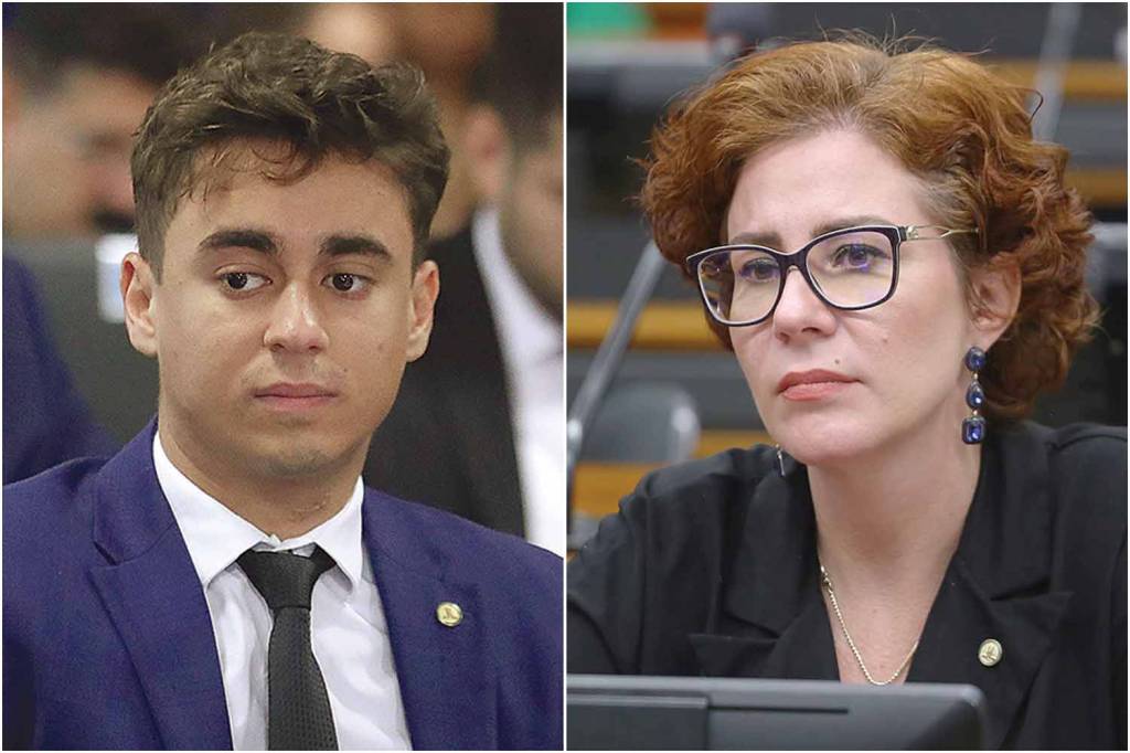 2D-(2)-img20231018103639778.jpg PREOCUPADOS - Nikolas Ferreira e Carla Zambelli: deputados foram a reunião recheada de ataques a Moraes