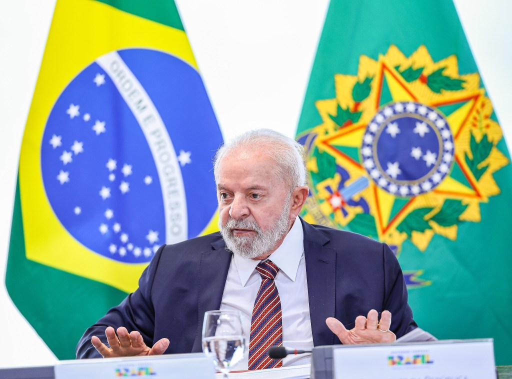 O presidente Luiz Inácio Lula da Silva, durante reunião no Palácio do Planalto