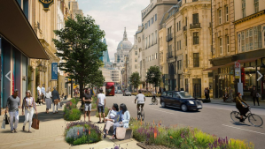 A Fleet Street, nos arredores da Catedral de São Paulo A Fleet Street, nos arredores da Catedral de São Paulo: jardins serão compostos por plantas resistentes e naturais da região