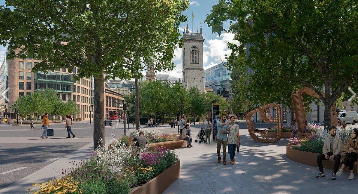 Projeto já em obras para o distrito financeiro de Londres: cidade passa por uma revolução urbana