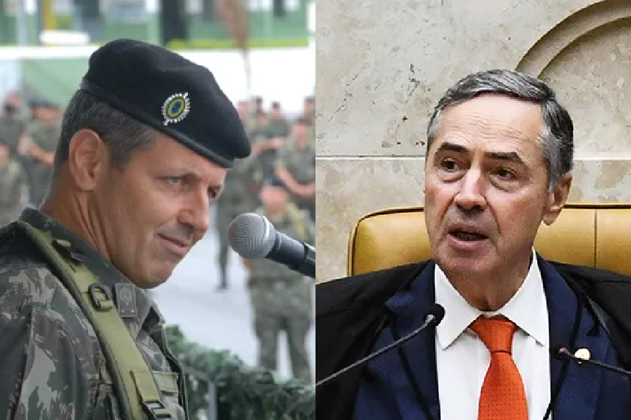 O comandante do Exército, general Tomás Paiva, e o presidente do STF, Luís Roberto Barroso